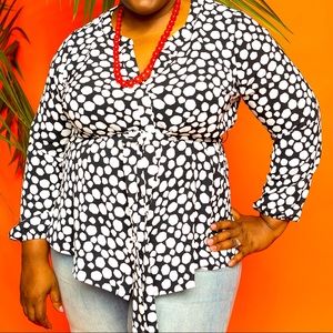 Lane Bryant Sz 14W Tie Waist Blouse